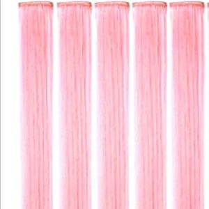pink hair extension clips